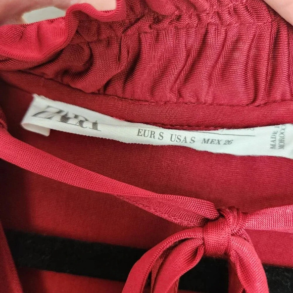Zara Campaign Collection Ruffled Long Sleeve Maxi Dress Size Small Romantic Red - Picture 5 of 9